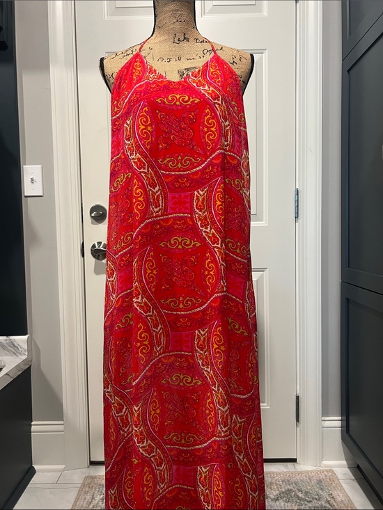 Show Me Your MuMu Dresses & Skirts - Show Me Your Mumu Sz S Red Patterned Halter Maxi Dress Boho Festival Summer Chic